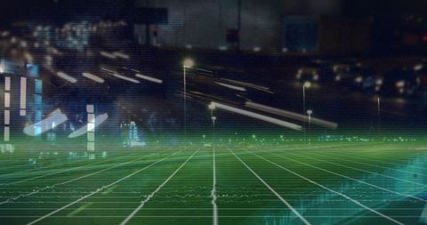 Futuristic Digital Grid With Moving Light Particles