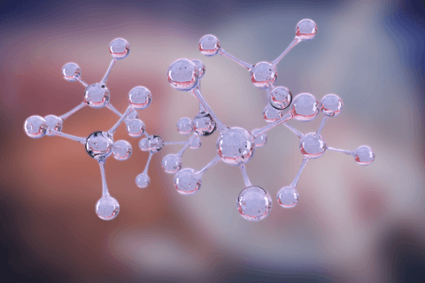 Transparent Molecules Illustration on Background with Shiny Reflection