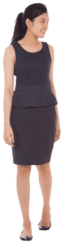 Smiling Asian Businesswoman in Black Dress with Transparent Background