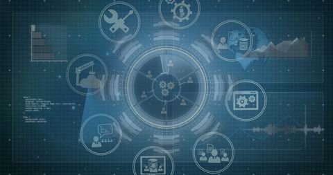 Digital Icons Symbiosis with Data Driven Interface Visualization - Download Free Stock Images Pikwizard.com