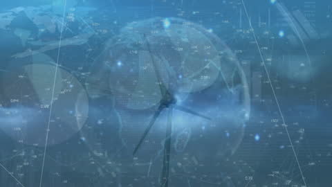 Spinning Globe Hologram with Digital Wind Turbine Overlay