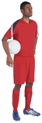 Transparent Athletically Clothed Football Player Holding Ball