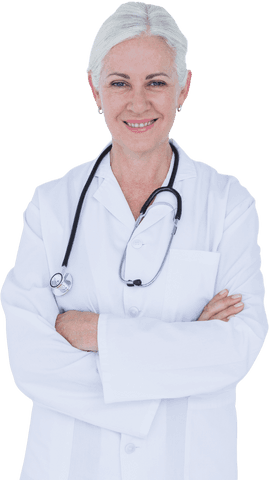 confident mature doctor with stethoscope on transparent background - Download Free Stock Videos Pikwizard.com