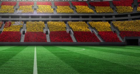 Colorful Stadium with Spanish Flags and Falling Confetti - Download Free Stock Images Pikwizard.com