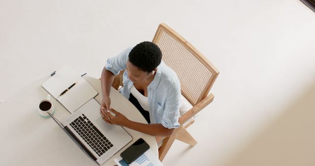 Remote Work Video Call African American Woman on Laptop at Home Office - Download Free Stock Images Pikwizard.com