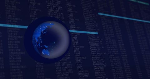 Digital Globe Overlay on Data Processing Screen - Download Free Stock Images Pikwizard.com