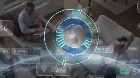 Elderly Couple Engaging with Modern Technology at Home