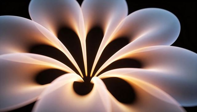 Curled paper petals radiating around warm center light creating abstract radial symmetry
