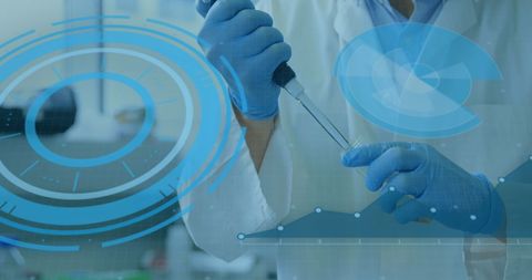 Scientist with Test Tube Analyzing Digital Data Visualization - Download Free Stock Images Pikwizard.com