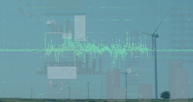 Futuristic Financial Interface with Wind Turbines and Big Data - Download Free Stock Images Pikwizard.com