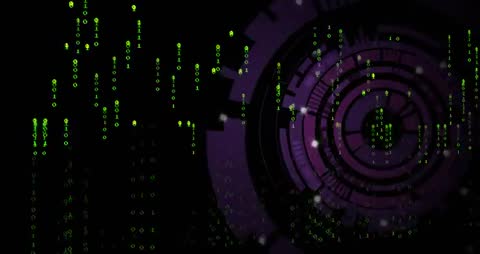 Binary Data Streams Flowing on Futuristic Digital Interface