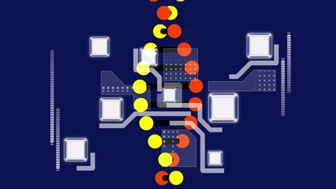 Futuristic Animation of Spinning DNA Strand with Digital Elements