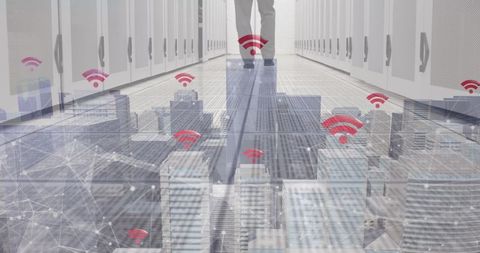 Seamless Integration of Urban Connectivity and Server Technology - Download Free Stock Images Pikwizard.com