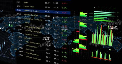 Global Financial Data Analytics with World Map and Graphs - Download Free Stock Images Pikwizard.com