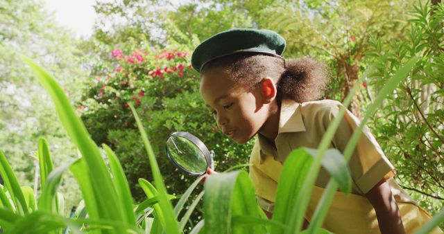 Curious Young Girl Exploring Nature with Magnifying Glass - Download Free Stock Images Pikwizard.com