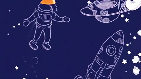 Whimsical Space Animation with Astronaut and Rocket Exploration