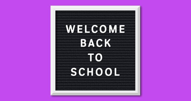 Welcome Back to School Board on Violet Background - Download Free Stock Images Pikwizard.com