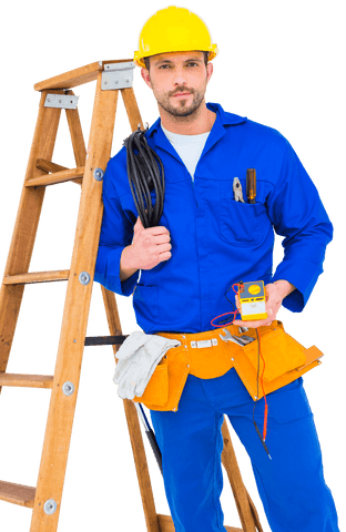 confident electrician holding cables and multimeter on transparent background - Download Free Stock Videos Pikwizard.com