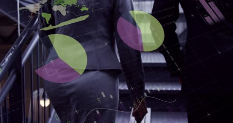 Businessman in Motion with Digital Data Visualization Overlay