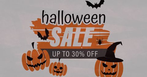 Halloween Sale Banner with Pumpkins and Bats Design