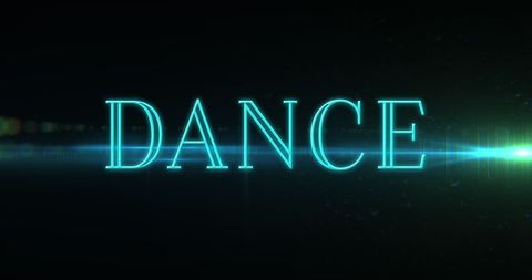 Neon dance text with dynamic light trails