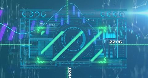 Futuristic ai interface with digital holographic elements