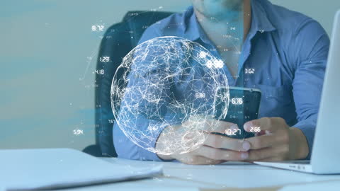 Businessman Engaging with Digital Global Network Technology