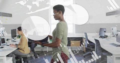 Digital collaboration in modern corporate environment with data layers