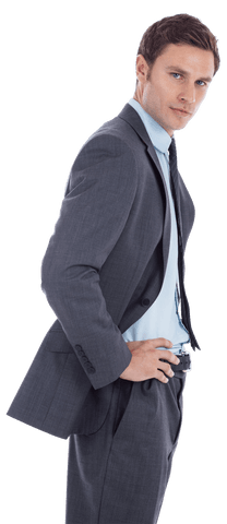 Transparent confident businessman stance in formal suit