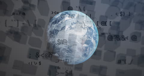 Earth with Digital Codes Abstract Technology Concept