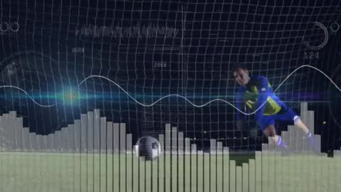 Goalkeeper Saving Ball with Dynamic Sports Analytics Overlay