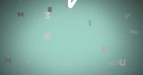 Digitally Generated Abstract Animation of Numbers Falling on Blue Background