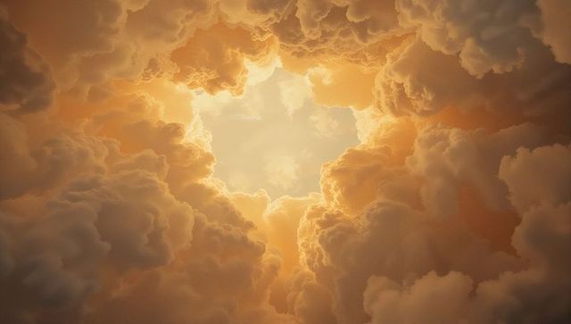Swirling Cumulus Clouds with Radiant Opening of Light