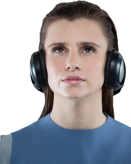 Beautiful Woman Listening To Music On Headphones On Transparent Background - Download Free Stock Videos Pikwizard.com