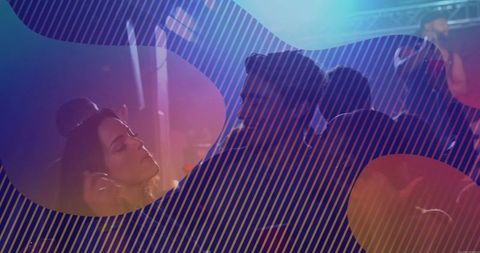 Energetic club scene with vibrant gradient overlay