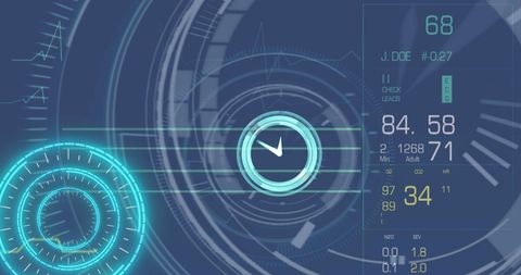 Futuristic Digital Interface with Clock and Data Display - Download Free Stock Images Pikwizard.com