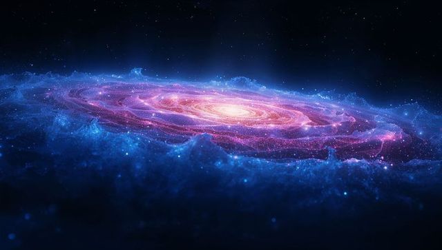 Dynamic spiral galaxy with glowing core and neon arms in deep space