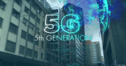 Digital 5G Globe over Urban Cityscape
