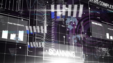 Futuristic Data Processing Animation with Global Connections