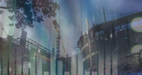 Futuristic Cityscape Merging with Digital Data Visualization