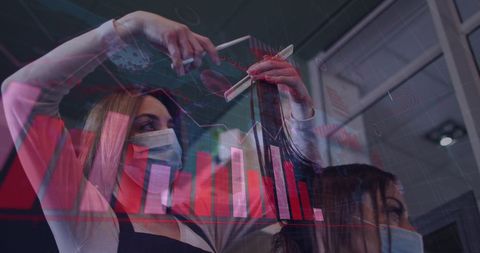 Masked Hairdresser Cutting Hair Amid Pandemic Over Digital Charts