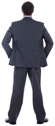 Transparent Businessman Standing Confidently Hands on Hips