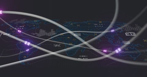 Global Data Transfer with Connected World Map - Download Free Stock Images Pikwizard.com