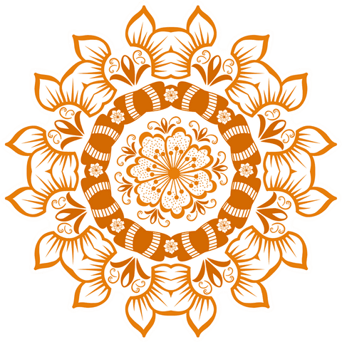 Orange Mandala With Lightweight Petals on Transparent Background