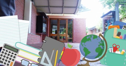 Colorful School Supplies Collage with Education Theme