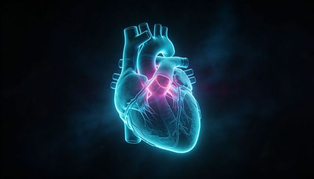 Glowing 3D Human Heart Visualization with Luminous Coronary Vessels and Aorta