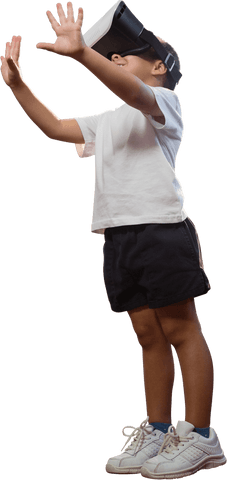Enthusiastic Asian Child Engaging with Transparent VR Experience - Download Free Stock Videos Pikwizard.com