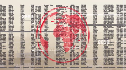 Globe Overlay with Changing Years on Business Data Background