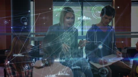 Educational Technology with Connected Students Interacting in Classroom