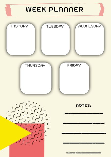 Minimalist Weekly Planner with Notes Section - Download Free Stock Templates Pikwizard.com